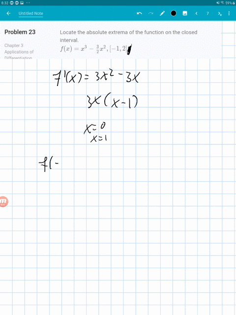 locate-the-absolute-extrema-of-the-function-on-the-closed-interval-fxx3-frac32-x2-12-2