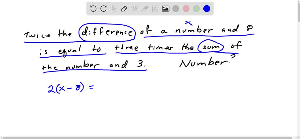 Twice The Difference Of A Number And 8 Is Equal To Three Times The Sum 