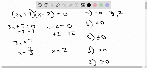 solve-the-equations-and-inequalities-see-example-3-a-3-x7x-20-b-3-x7x-20-c-3-x7x-2-leq-0-d-3-x7x-20-
