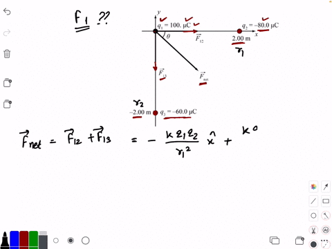 a-point-charge-q_1100-mathrmnc-is-at-the-origin-of-an-x-y-coordinate-system-a-point-charge-q_2-800-m