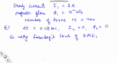 a-steady-current-of-2-mathrma-in-a-coil-of-400-turns-causes-a-flux-of-10-4-mathrmwb-to-link-pass-thr