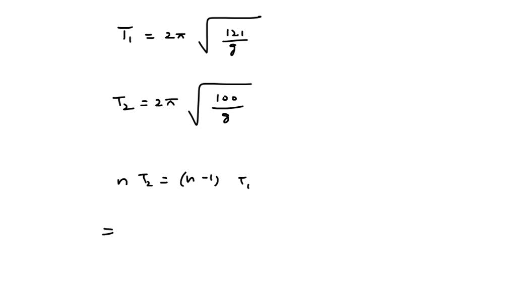 Two pendulums of length 121 cm and 100 cm start vibrating. At same