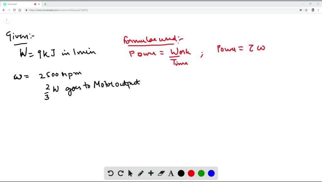 SOLVED An electric motor consumes 9.00 kJ of electrical energy in 1.00