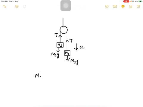 two-masses-m_15-mathrmkg-and-m_210-mathrmkg-are-connected-at-the-ends-of-an-inextensible-string-pass
