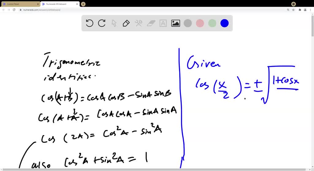 SOLVEDUse a doubleangle identity for cosine to determine the half