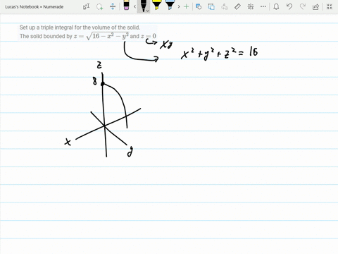set-up-a-triple-integral-for-the-volume-of-the-solid-the-solid-bounded-by-zsqrt16-x2-y2-and-z0