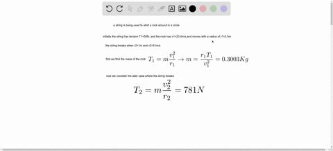 a-string-under-a-tension-of-500-n-is-used-to-whirl-a-rock-in-a-horizontal-circle-of-radius-250-m-at-