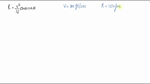 if-a-projectile-is-fired-from-ground-level-with-an-initial-velocity-of-v-mathrmft-mathrmsec-and-at-a