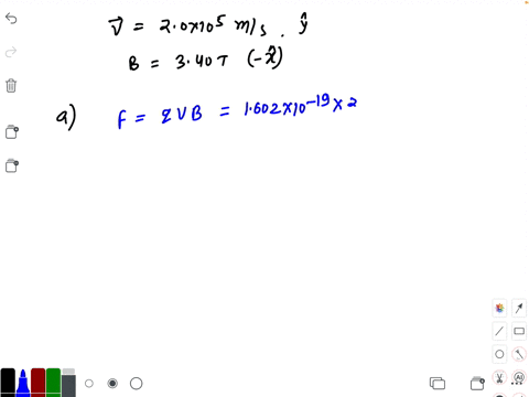an-electron-is-moving-in-the-y-direction-at-20-times-105-mathrmm-mathrms-through-a-uniform-magnetic-