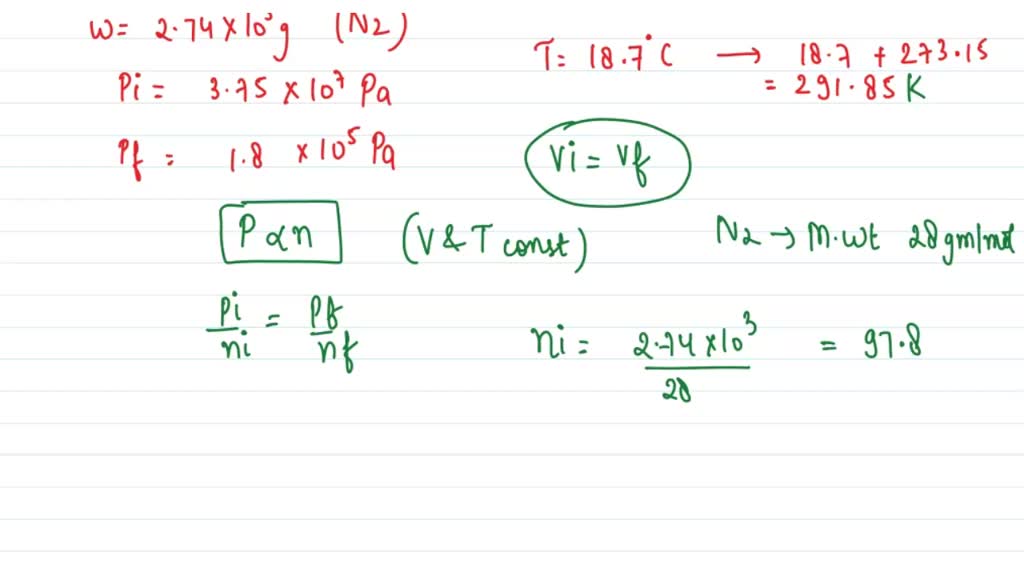 SOLVEDA compressed cylinder of gas contains 2.74 ×10^3 g of N2 gas at