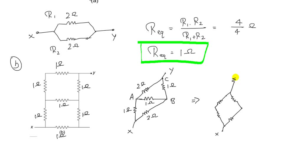 SOLVED:What is the equivalent resistance between the points x and y for ...