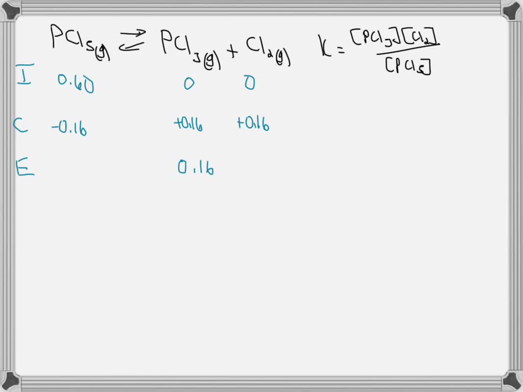 SOLVED:Consider the following reaction: PCl5(g) ⇌PCl3(g)+Cl2(g) At a ...