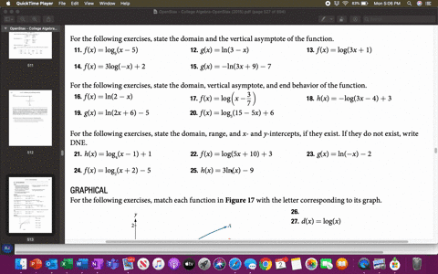 Solved For The Following Exercises State The Domain Range And X And Y Intercepts If They Do Not Exist Write Dne H X Log 4 X 1 1