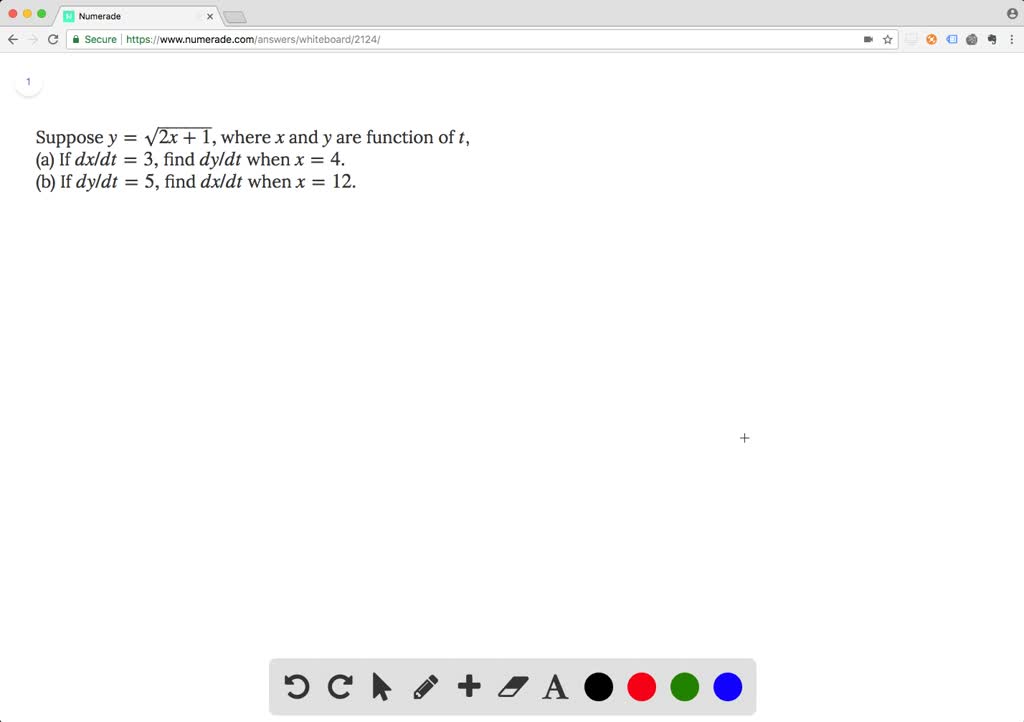 Suppose y = \sqrt {2x + 1}, where x and y are fun…