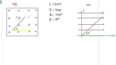 a-wire-230-mathrmm-long-carries-a-current-of-130-mathrma-and-makes-an-angle-of-350circ-with-a-unifor