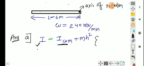 SOLVED:A uniform rod rotates in a horizontal plane about a vertical ...