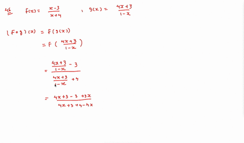 use-the-definition-of-inverses-to-determine-whether-f-and-g-are-inverses-fxfracx-3x4-quad-gxfrac4--2