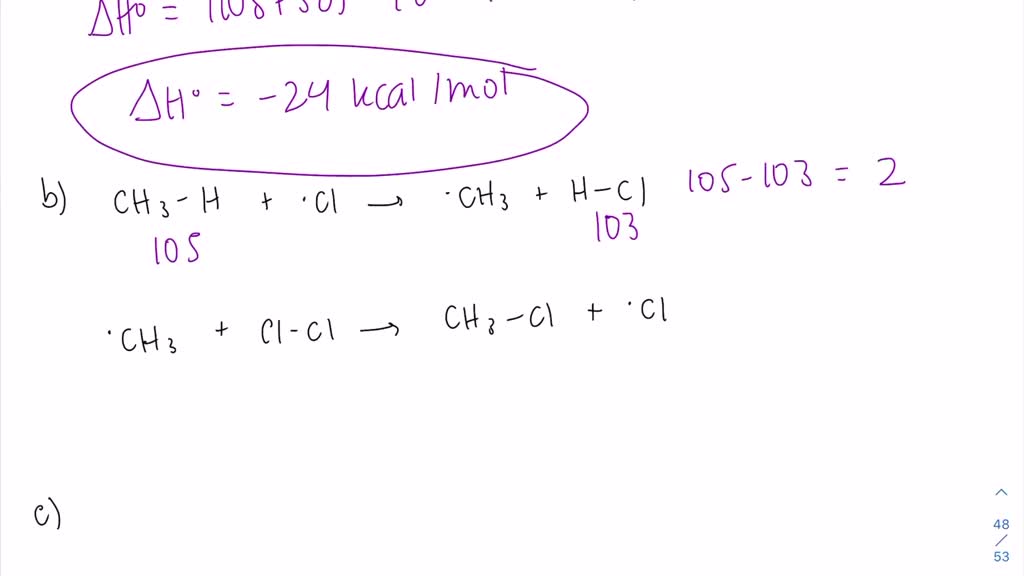 SOLVED:a. Calculate the ΔH^∘ value for the following reaction: CH4+Cl2 ...