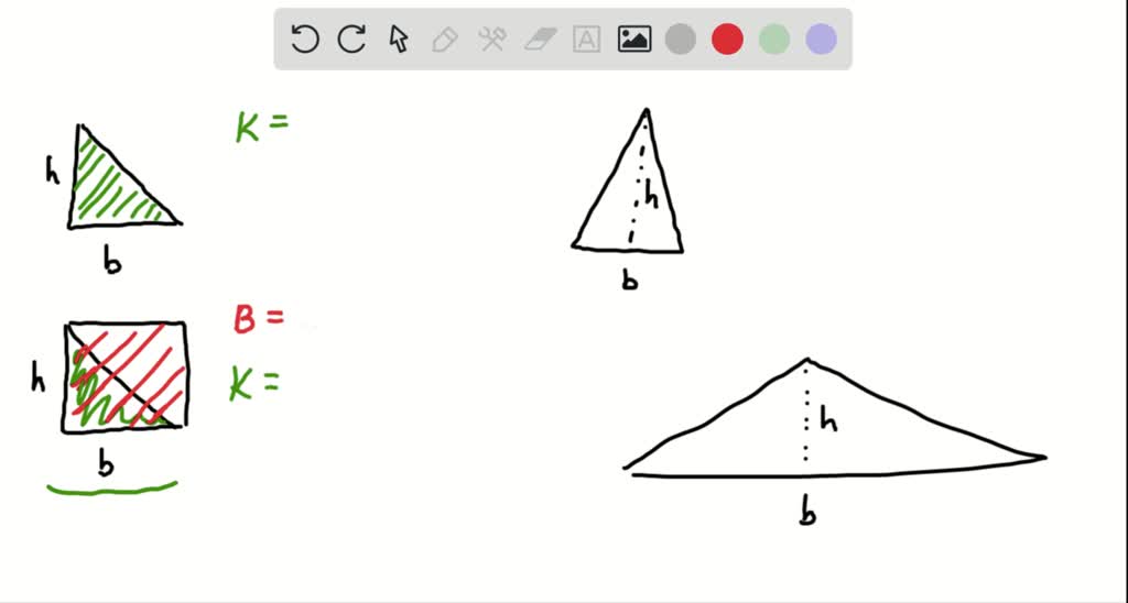 area of a triangle with base b and altitude h is
