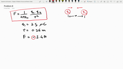 in-a-vacuum-two-particles-have-charges-of-q_1-and-q_2-where-q_135-mu-mathrmc-they-are-separated-by-a