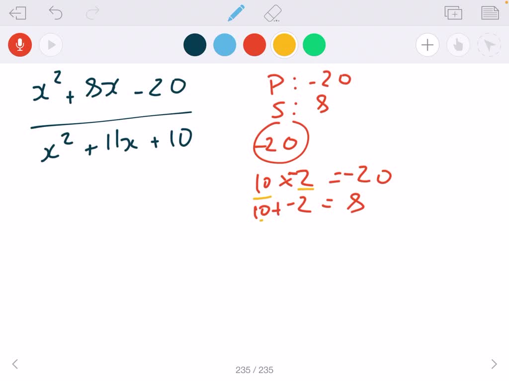SOLVEDWrite the rational expression in simplest form. (x^2+8 x20)/(x