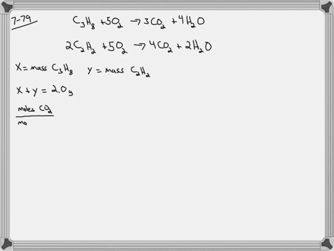 a-mixture-of-c3h8-and-c2h2-has-a-mass-of-20-g-it-is-burned-in-excess-o2-to-form-a-mixture-of-water-a