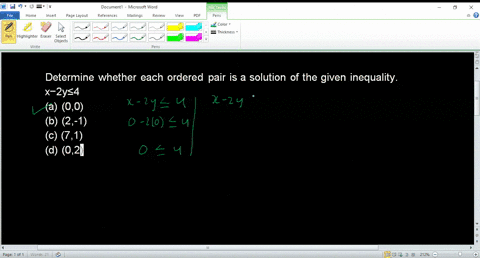 determine-whether-each-ordered-pair-is-a-solution-of-the-given-inequality-x-2-y-leq-4-a-00-b-2-1-c-3