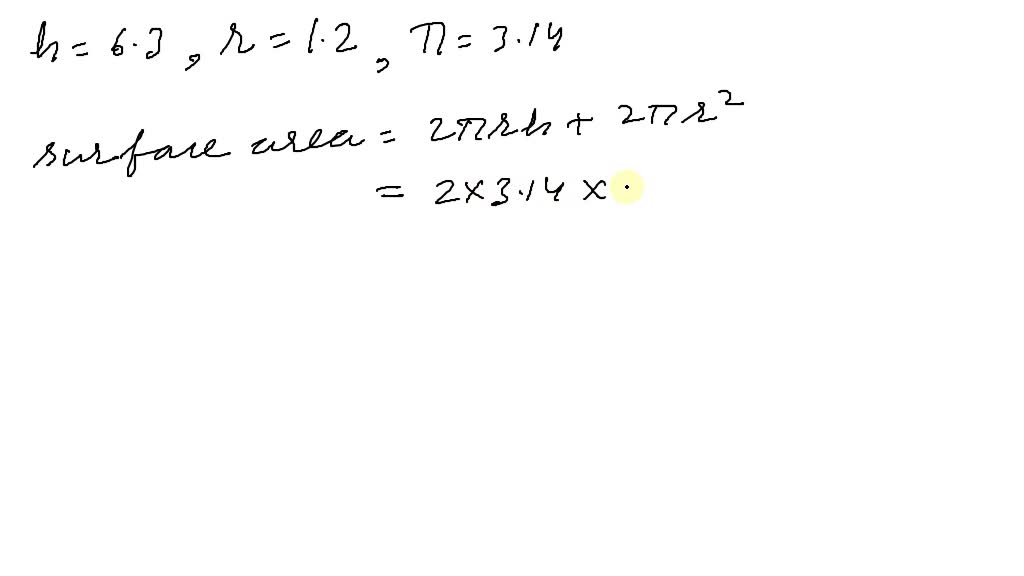 formula to find the surface area of a right circular cylinder