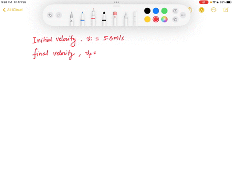 an-object-is-moving-initially-with-a-velocity-of-56-mathrmm-mathrms-after-31-mathrms-the-objects-vel