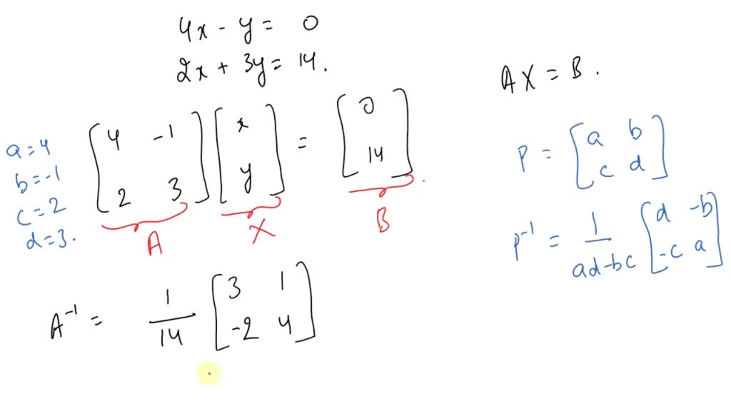 solved-solve-the-system-4-x-y-0-2-x-3-y-14-by-using-inverse-matrices