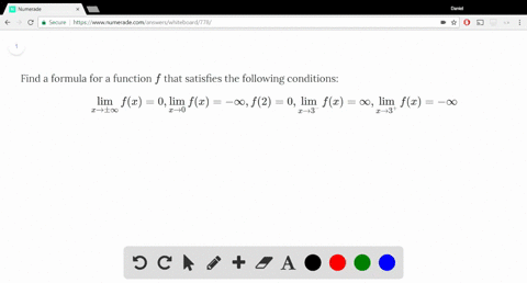 Solved Find A Formula For A Function F That Satisfies The Following Conditions Lim X To Pm Infty F X 0 Lim X To 0 F X Infty F 2 0 Lim X To 3