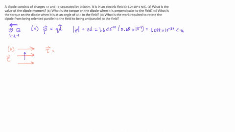ii-a-dipole-consists-of-charges-e-and-e-separated-by-068-mathrmnm-it-is-in-an-electric-field-e22-tim