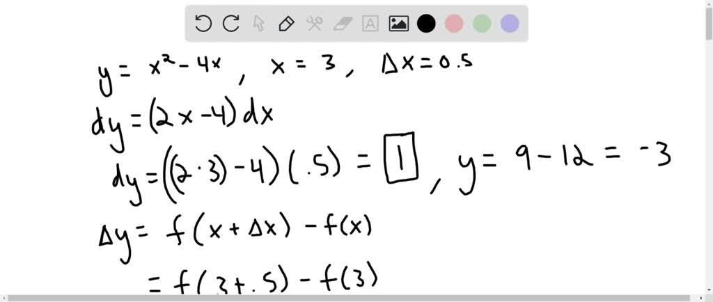 Solved Compute Delta Y And Dy For The Given Valu