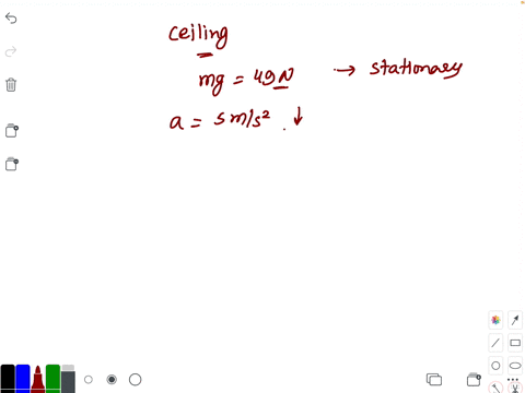 a-spring-balance-is-attached-to-the-ceiling-of-a-lift-a-man-hangs-his-bag-on-the-spring-and-the-spri