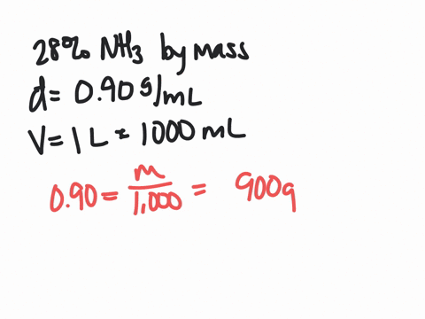 commercial-concentrated-aqueous-ammonia-is-28-mathrmnh_3-by-mass-and-has-a-density-of-090-mathrmg-ma