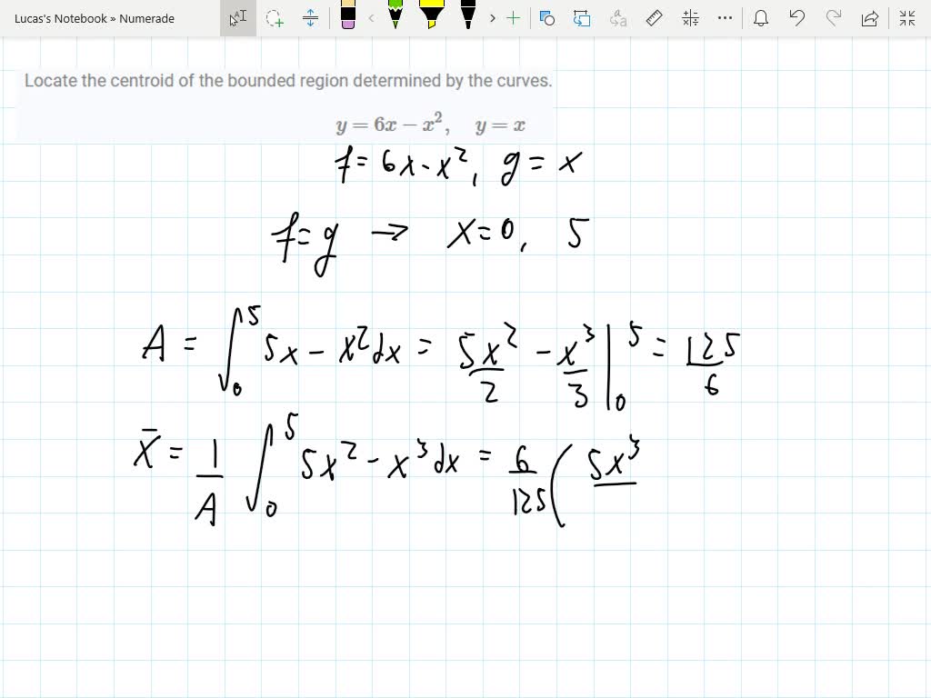 Solved Find The Centroid Of The Plane Region Bounded By The Given