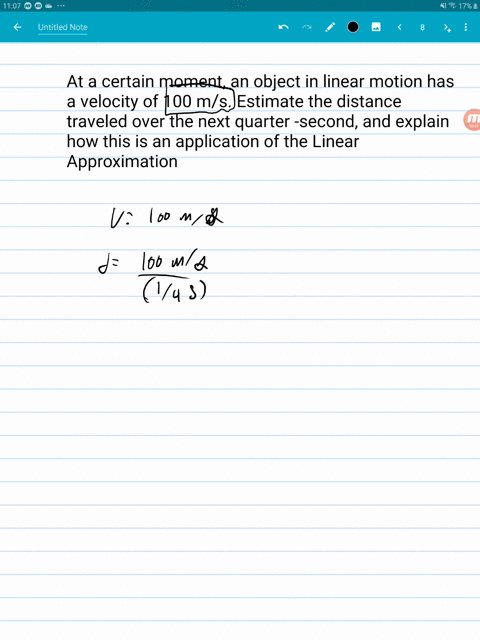 34-100-mathrmm-mathrms-estimate-the-distance-traveled-over-the-next-quarter-second-and-explain-how-t
