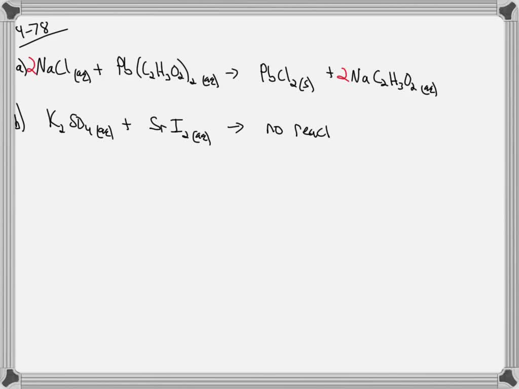 Solved Enter A Molecular Equation For The Precipitation Reaction That Occurs If Any When Each