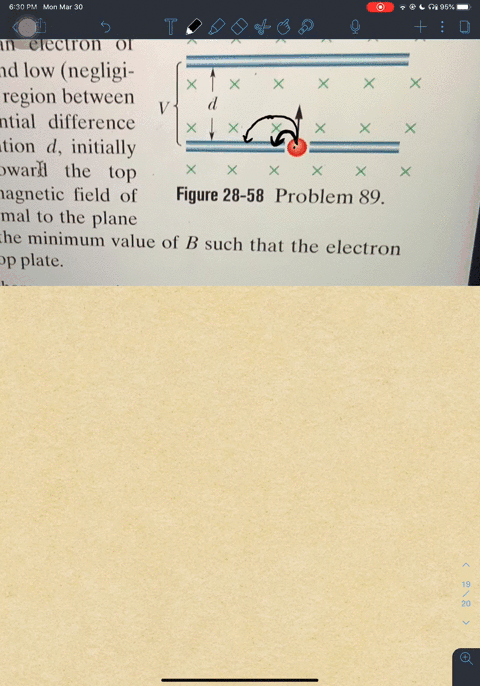 in-fig-28-58-an-electron-of-mass-m-charge-e-and-low-ncgligible-speed-enters-the-region-between-two-p