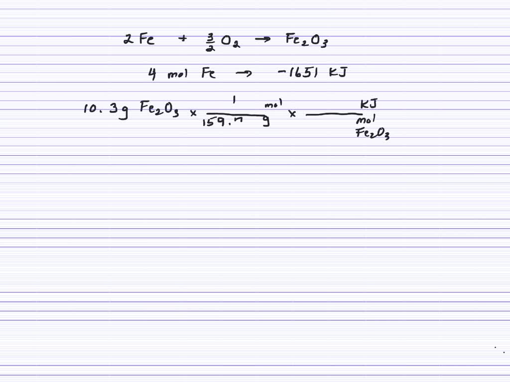 SOLVEDWhen solid iron burns in oxygen gas (at constant pressure) to