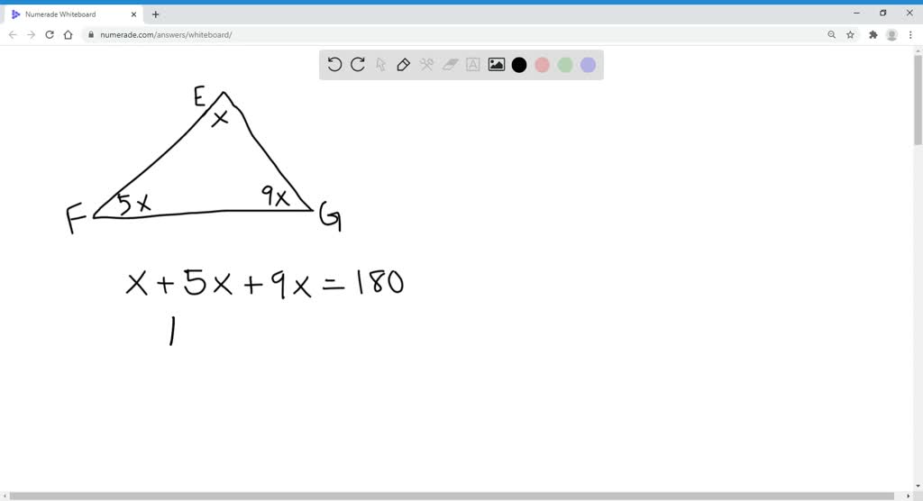 SOLVED:Triangle E F G has angles whose measures are in the ratio 1: 5: ...