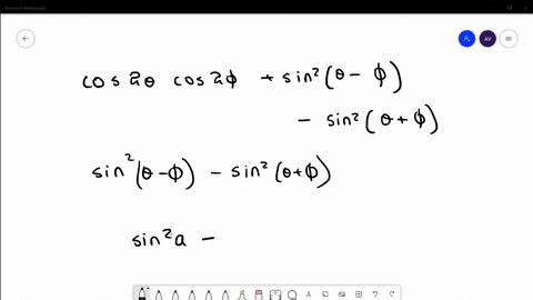 SOLVED:cos2 θcos2 ϕ+sin^2(θ-ϕ)-sin^2(θ+ϕ) is equal to (a) sin(2 θ+2 ϕ ...