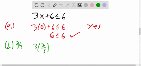 use-a-check-to-determine-whether-each-number-is-a-solution-of-3-x6-leq-6-a-0-b-frac23-c-10-d-15