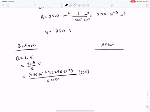 a-parallel-plate-capacitor-in-air-has-a-plate-separation-of-f-150-mathrmcm-and-a-plate-area-of-250-m