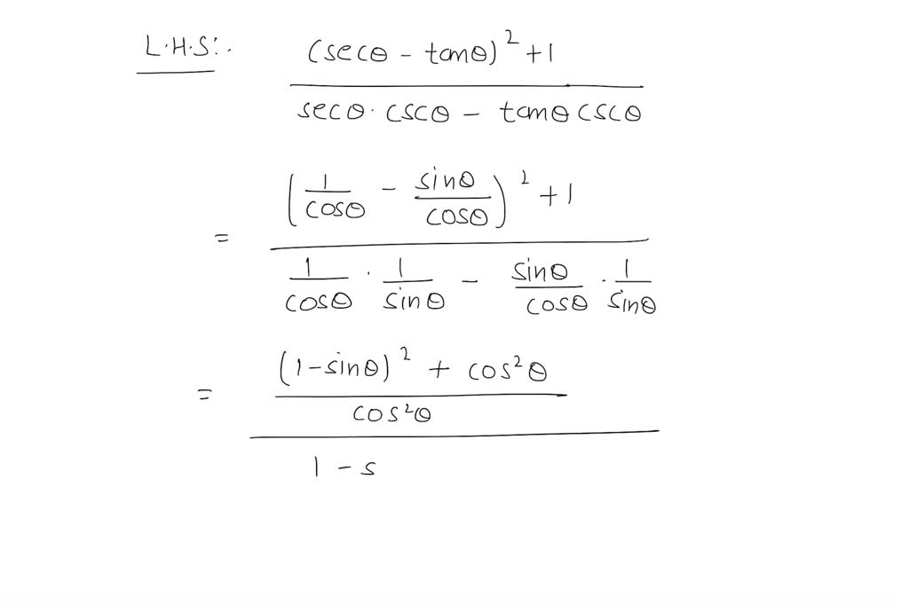 SOLVED:Verify that each trigonometric equation is an identity. ((secθ ...