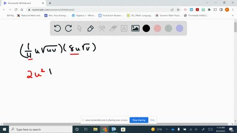 multiply-the-expressions-leftfrac14-u-sqrtu-vright8-u-sqrtv