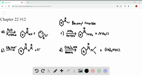 draw-the-products-formed-when-benzoyl-chloride-c_6h_5coci-is-treated-with-each-nucleophile-a-h_2o-py