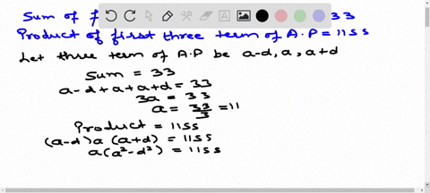 if-the-sum-and-product-of-the-first-three-terms-in-an-ap-are-33-and-1155-respectively-then-a-value-o