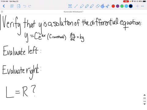 verify-that-y-is-a-solution-of-the-differential-equation-yc-ek-x-c-any-constant-fracd-yd-xk-y