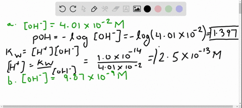 for-each-hydrogen-ion-concentration-listed-calculate-the-mathrmph-of-the-solution-as-well-as-the-c-2